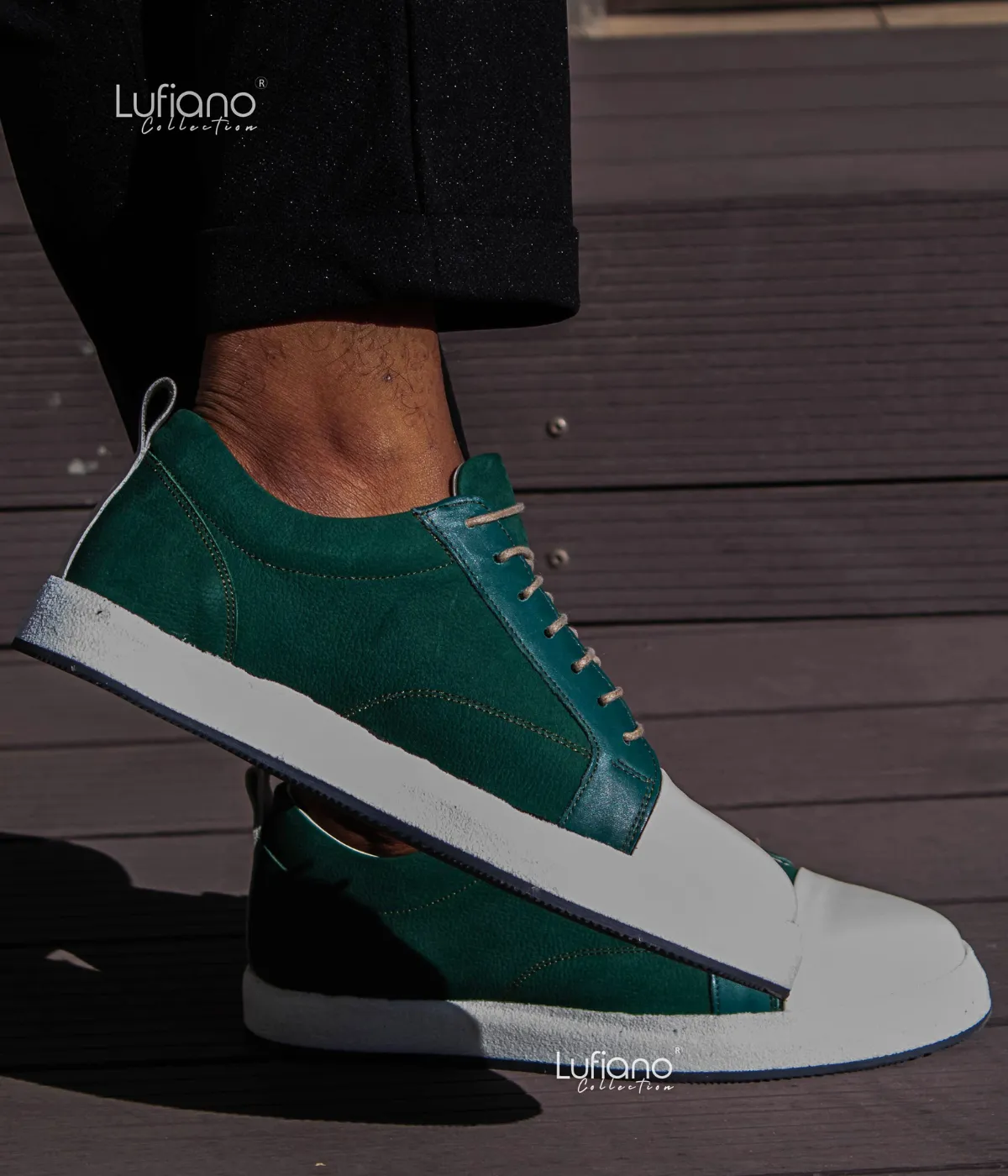 217 - Lufiano Leather Sneaker- Green-White