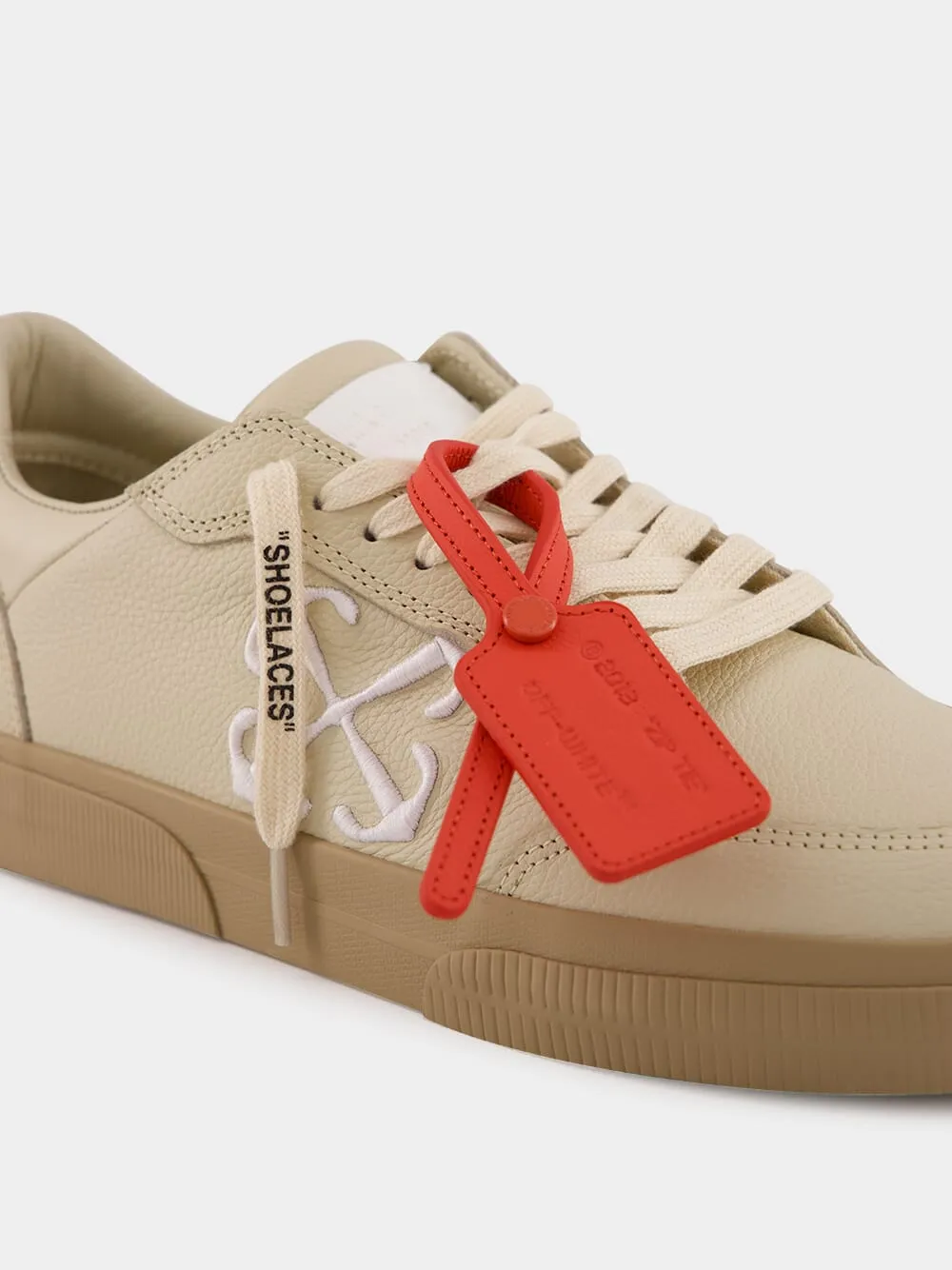 Beige New Low Vulcanized Calf Leather Sneakers