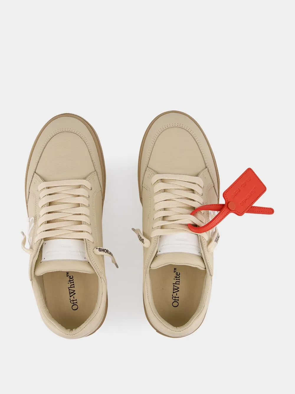 Beige New Low Vulcanized Calf Leather Sneakers