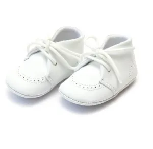 Benny Leather Brogue Crib Shoe White