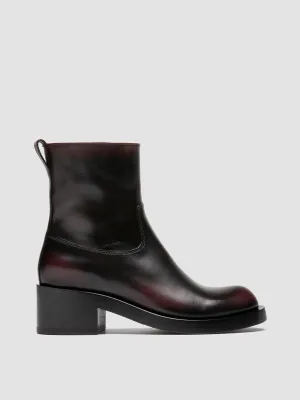 BRETT 005 - Burgundy Leather Zipped Boots