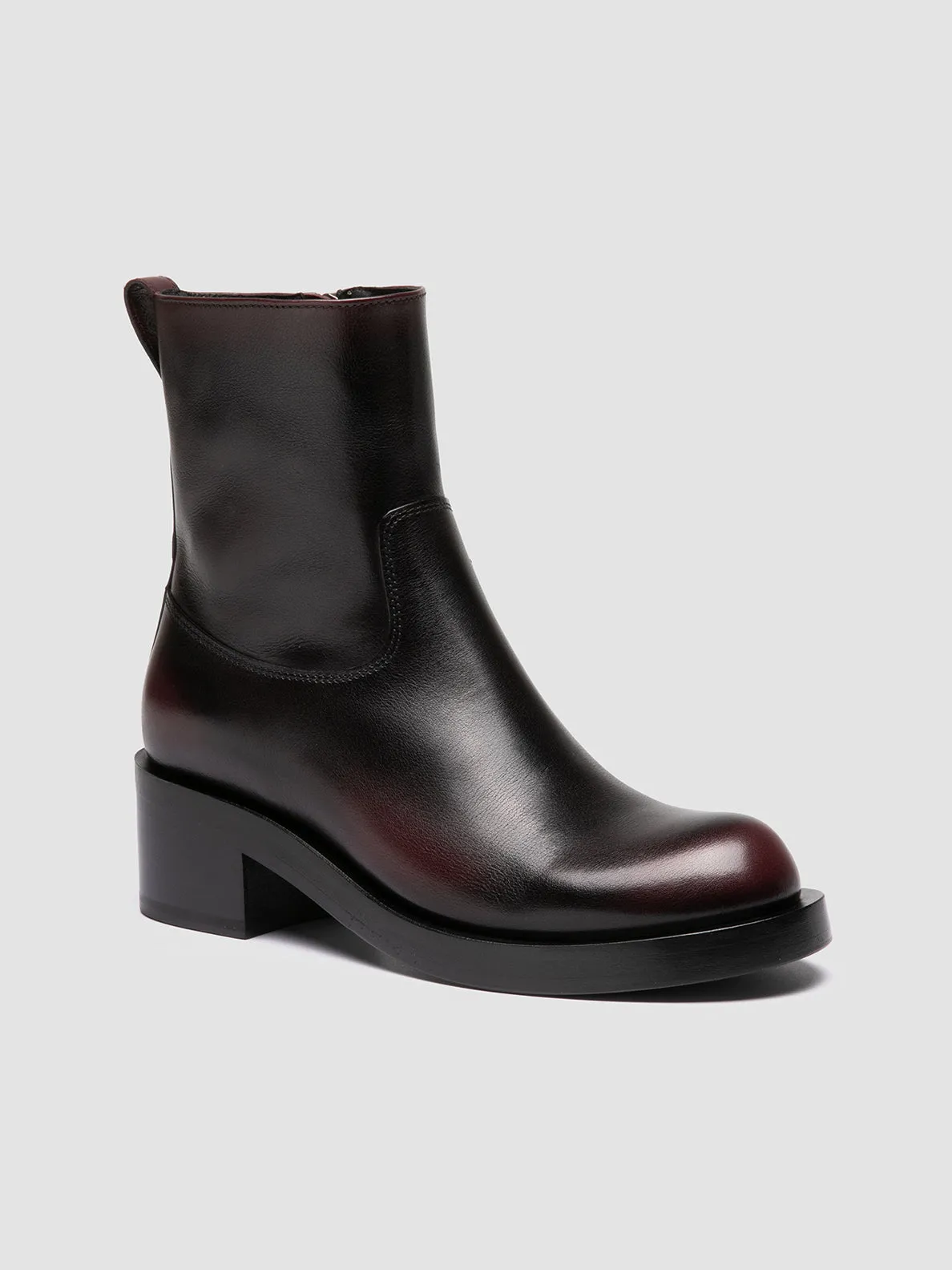 BRETT 005 - Burgundy Leather Zipped Boots