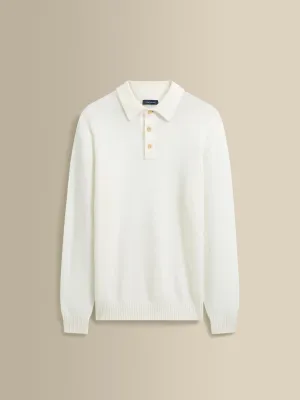 Brushed Cashmere Silk Long Sleeve Polo Shirt