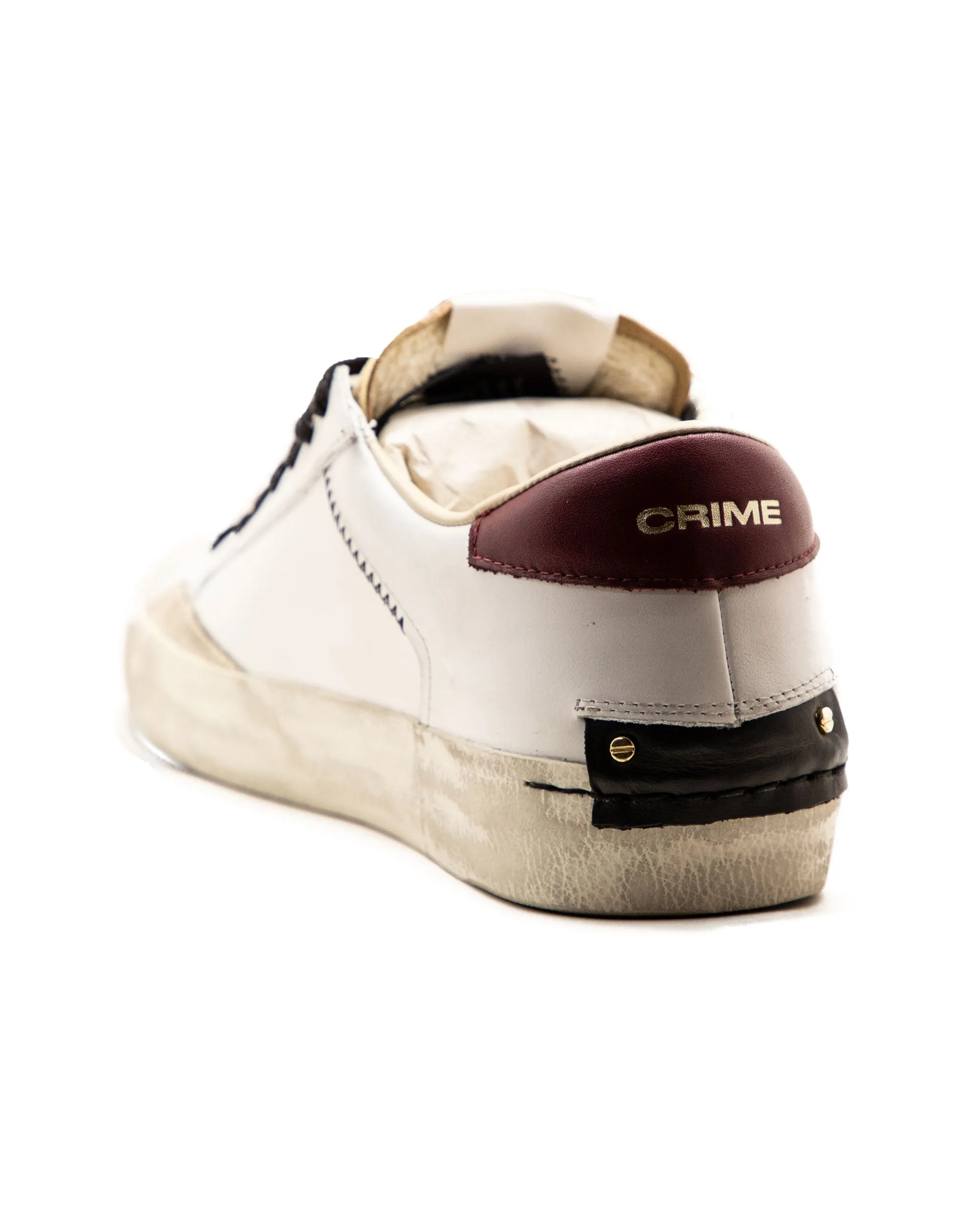 Crime London Low Top Distressed Bianco Bordeaux