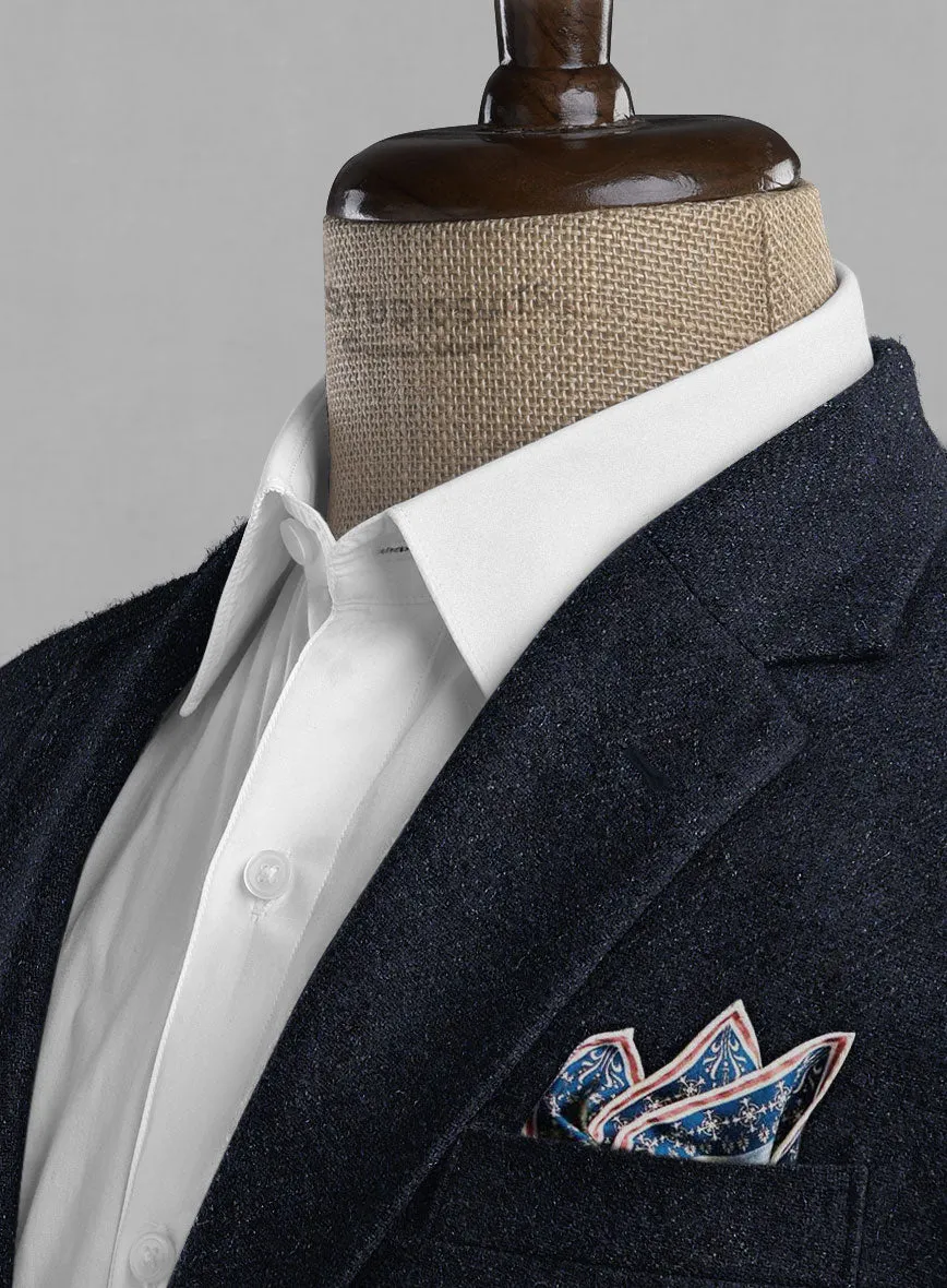 Deep Blue Herringbone Tweed Jacket