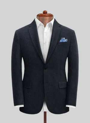 Deep Blue Herringbone Tweed Jacket