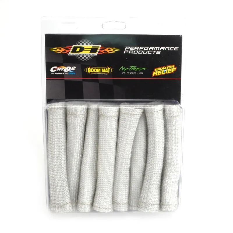 DEI EXO Series Protect-A-Boot Spark Plug Boot Sleeve 6" Long Woven Fiberglass Silver (Set of 8)