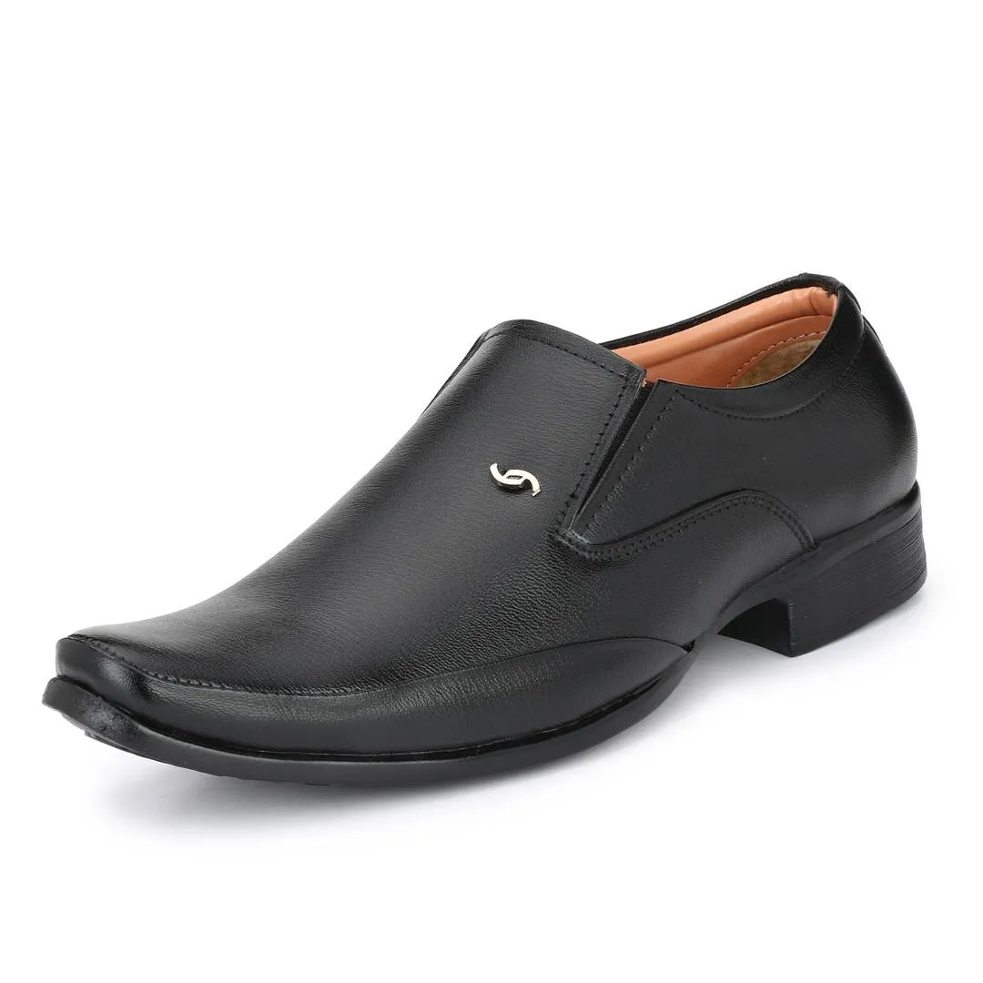 Designer Leatherette Premium Black Party Wear Slip-On Formal Shoes