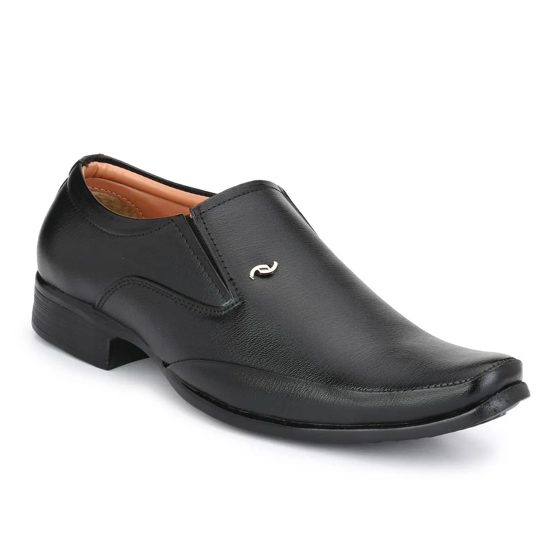 Designer Leatherette Premium Black Party Wear Slip-On Formal Shoes