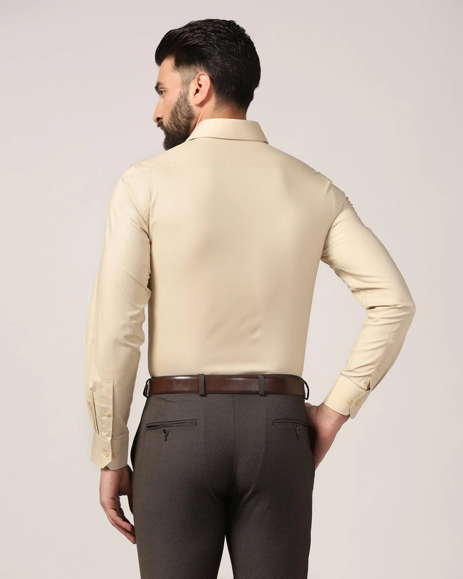 Formal Beige Solid Shirt - Retro