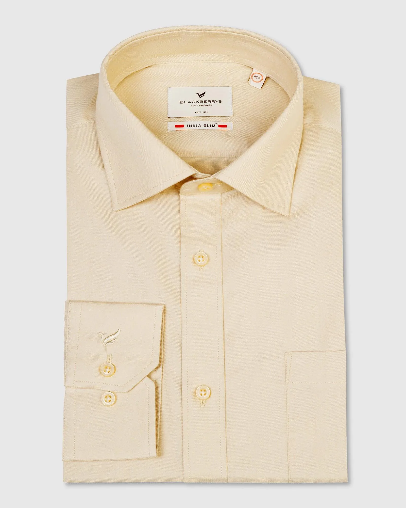 Formal Beige Solid Shirt - Retro