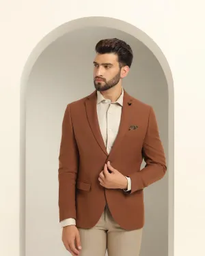 Formal Tobacco Brown Textured Blazer - Sarwin