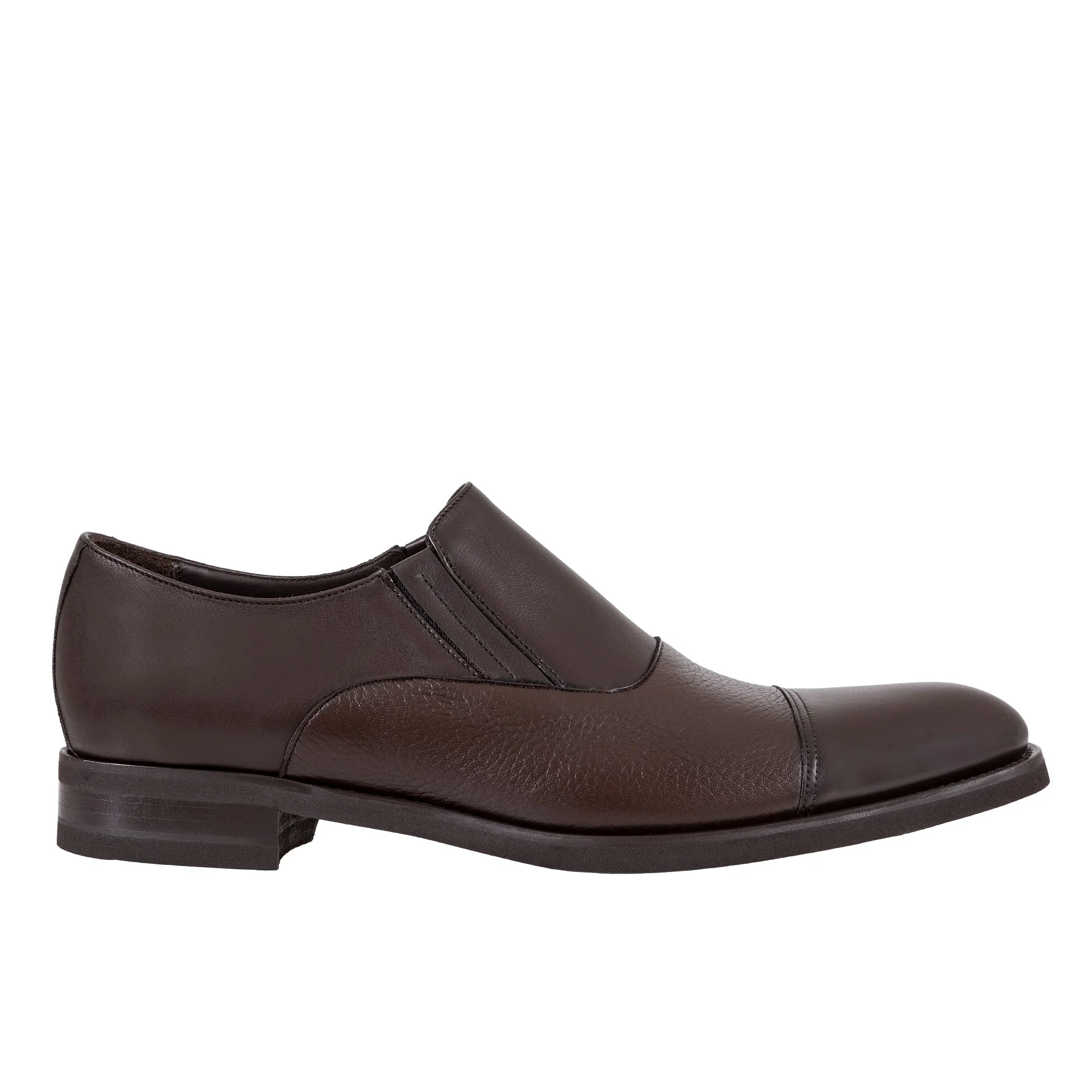 HENRY SARTORIAL Classic Elastic Loafer Toe Cap DARK BROWN