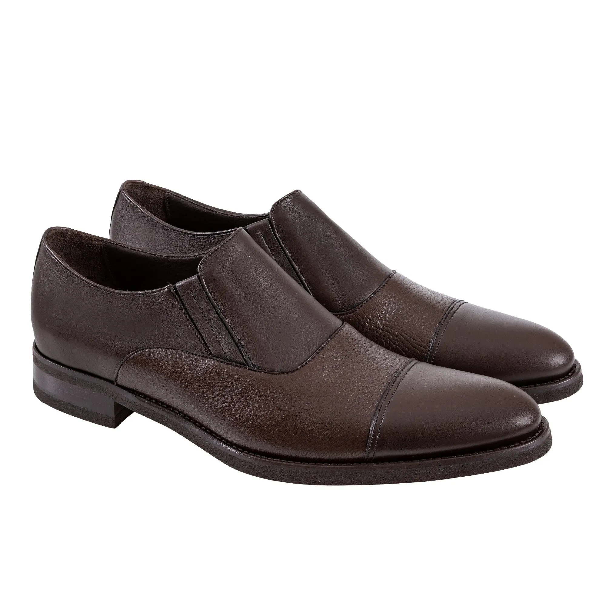 HENRY SARTORIAL Classic Elastic Loafer Toe Cap DARK BROWN