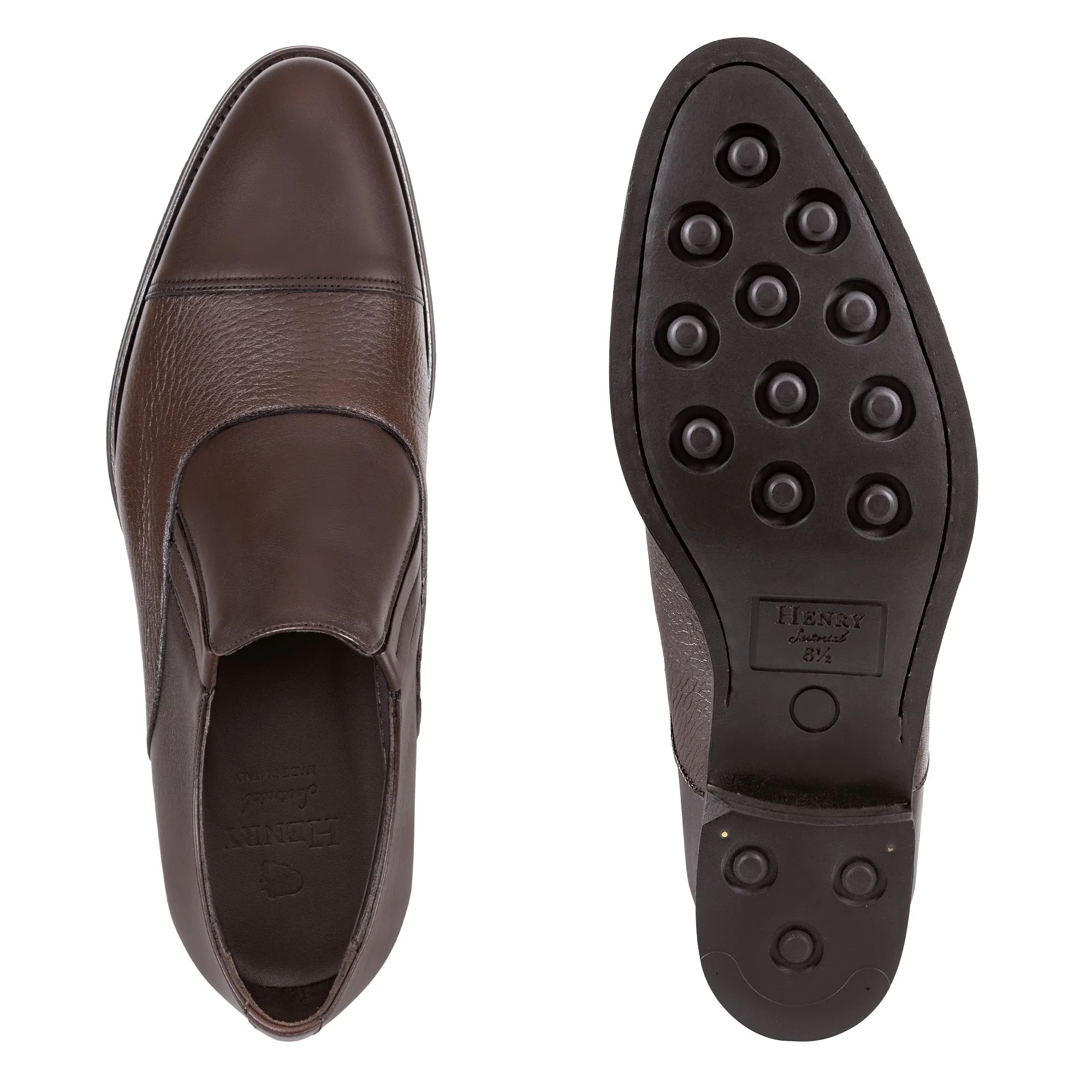 HENRY SARTORIAL Classic Elastic Loafer Toe Cap DARK BROWN