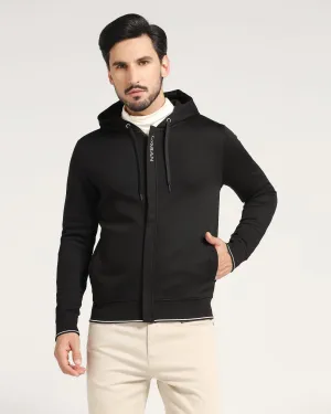 Hoodie Black Solid Sweatshirt - Morgo