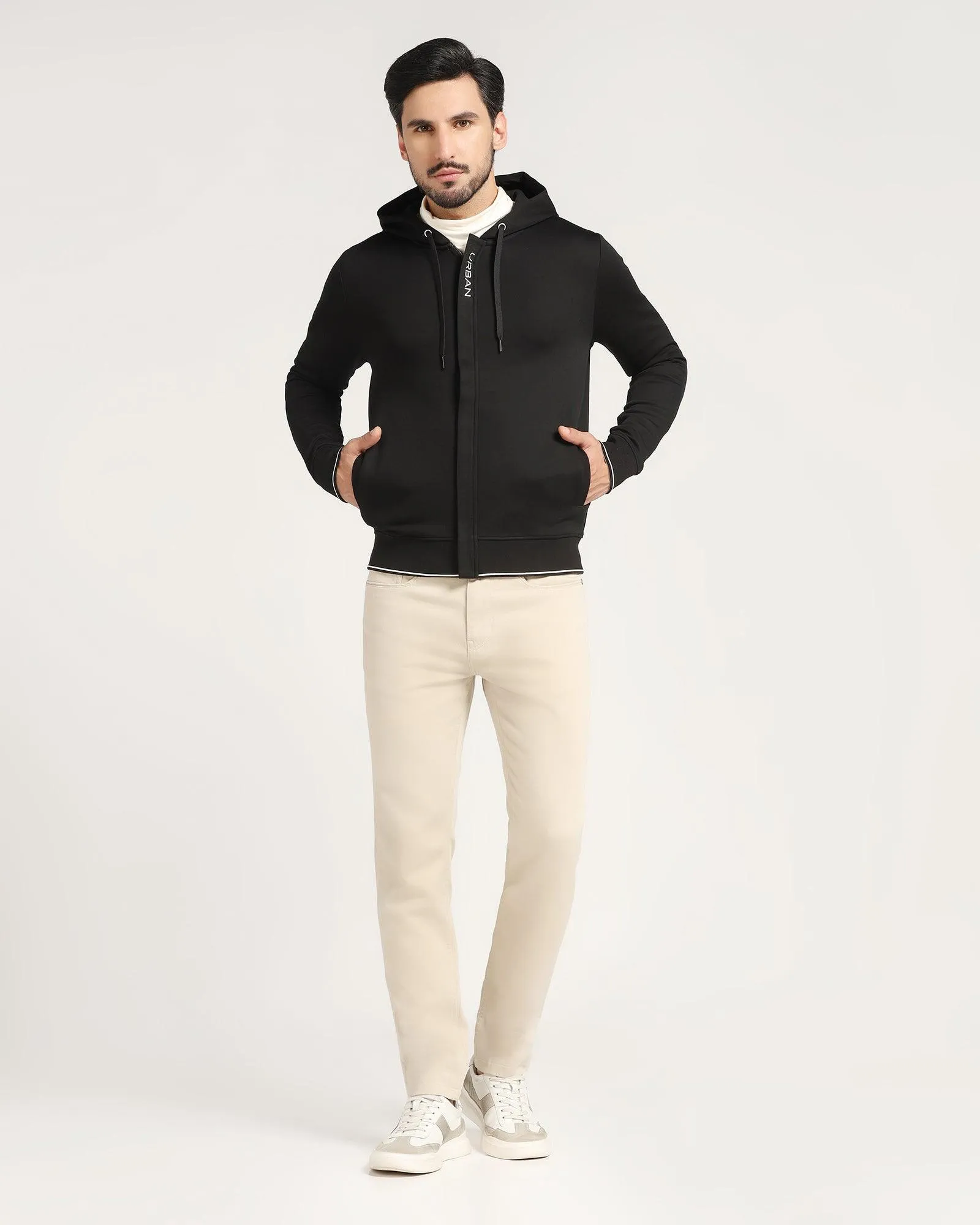 Hoodie Black Solid Sweatshirt - Morgo