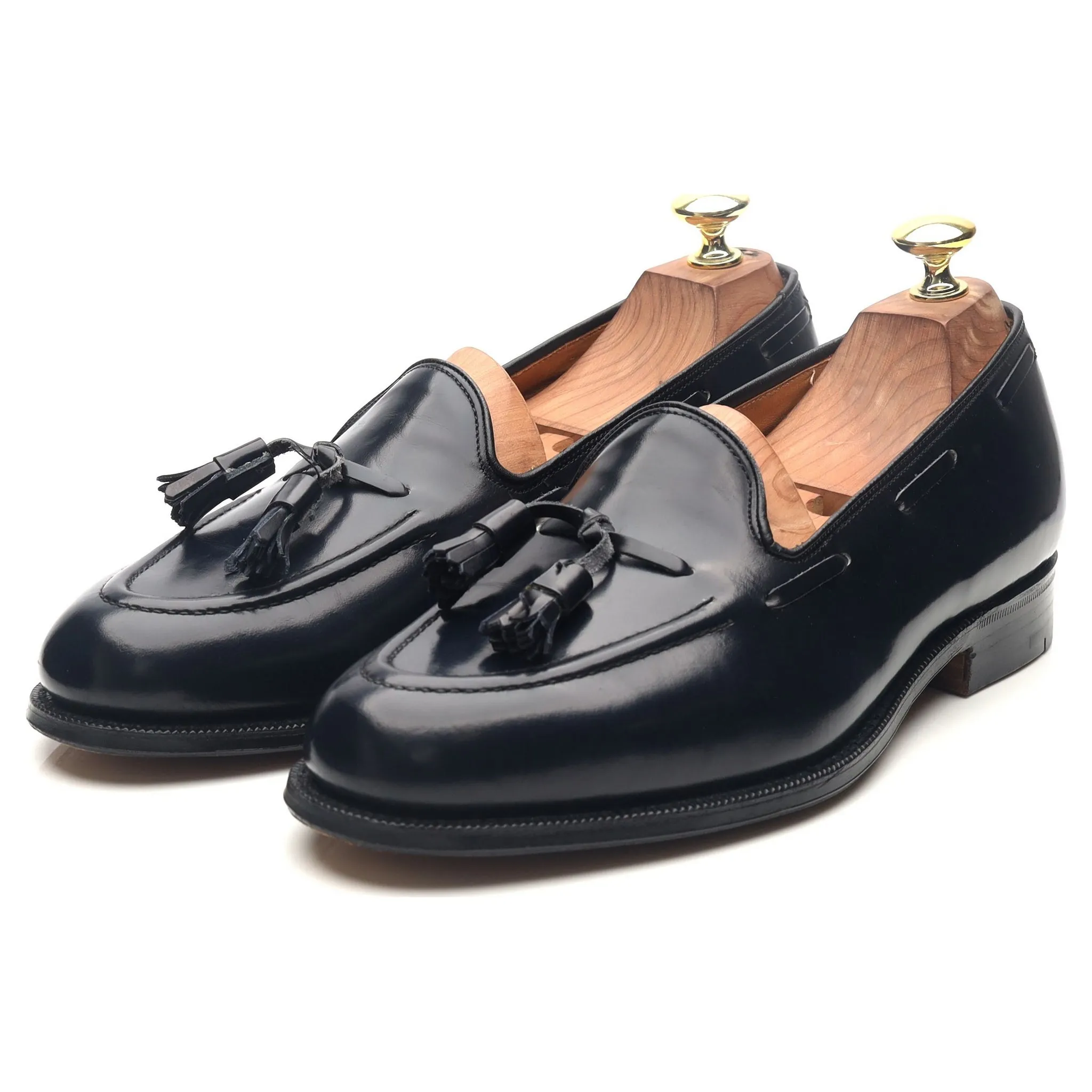 'Keats II' Navy Blue Leather Tassel Loafers UK 7.5 F