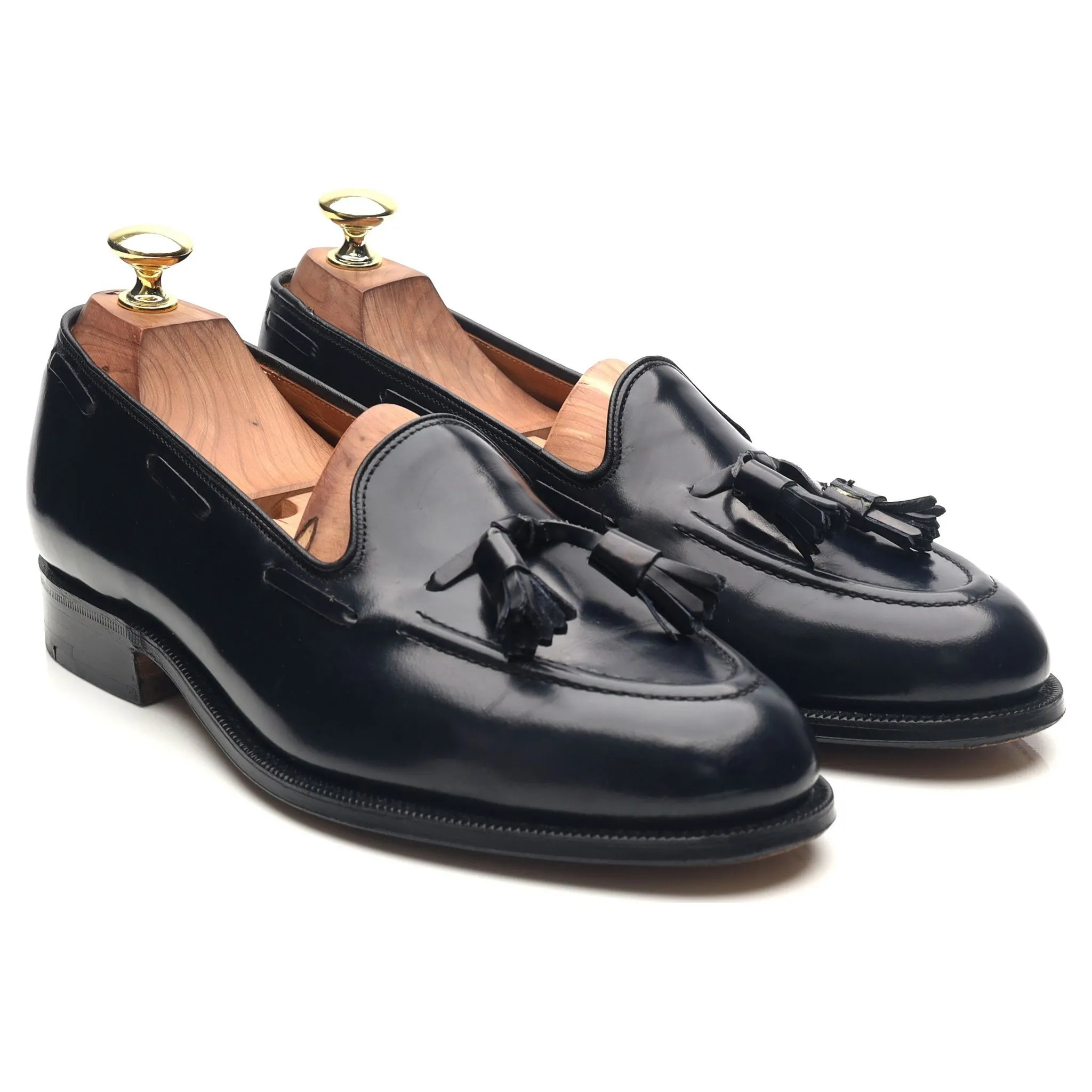 'Keats II' Navy Blue Leather Tassel Loafers UK 7.5 F