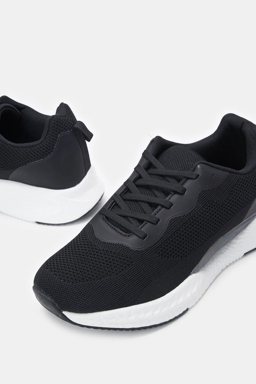 Men Black Material Block Sneakers