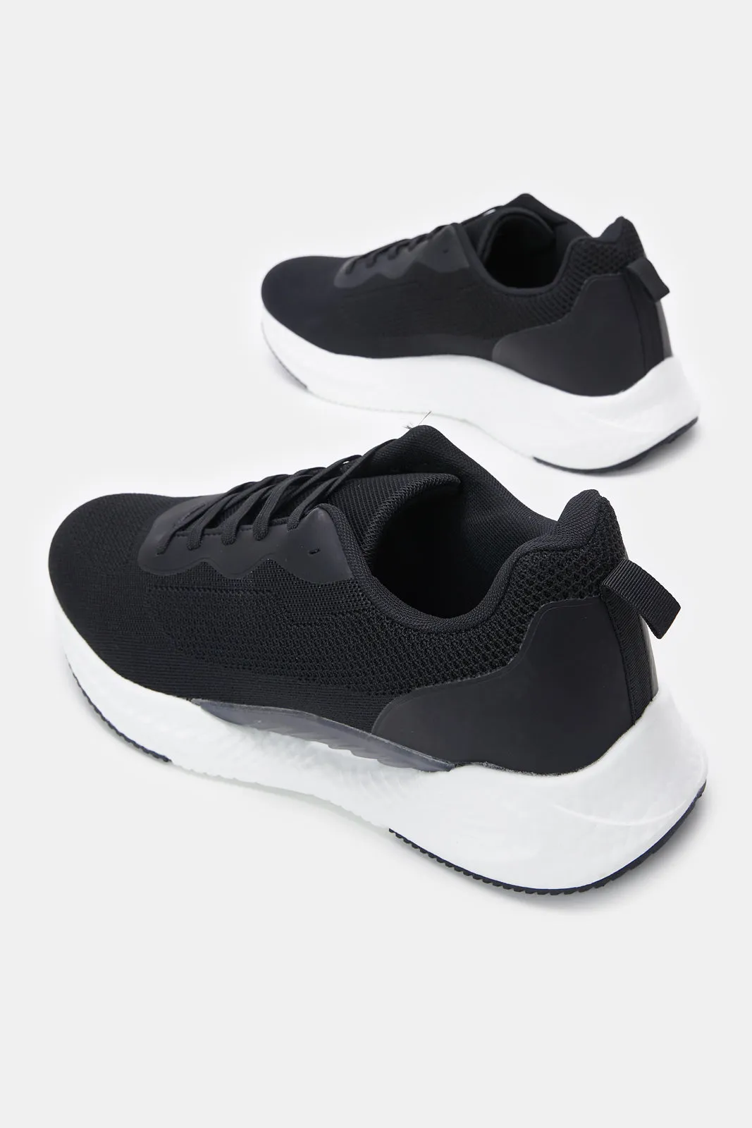 Men Black Material Block Sneakers