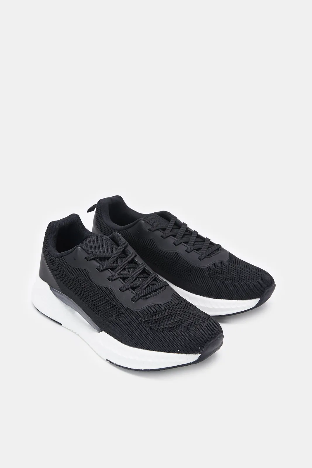 Men Black Material Block Sneakers