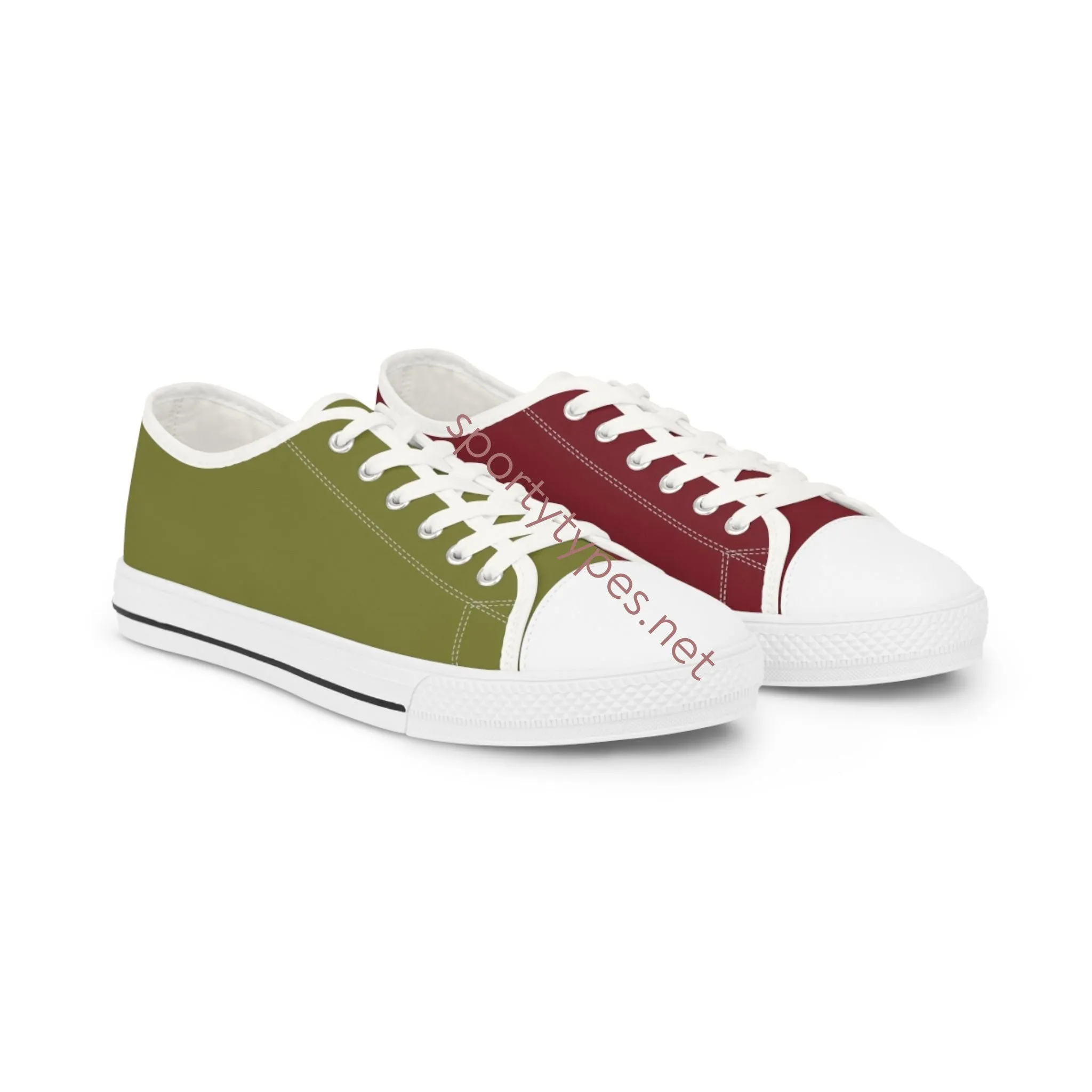 Men's Burgundy & Olive Low Top Sneakers