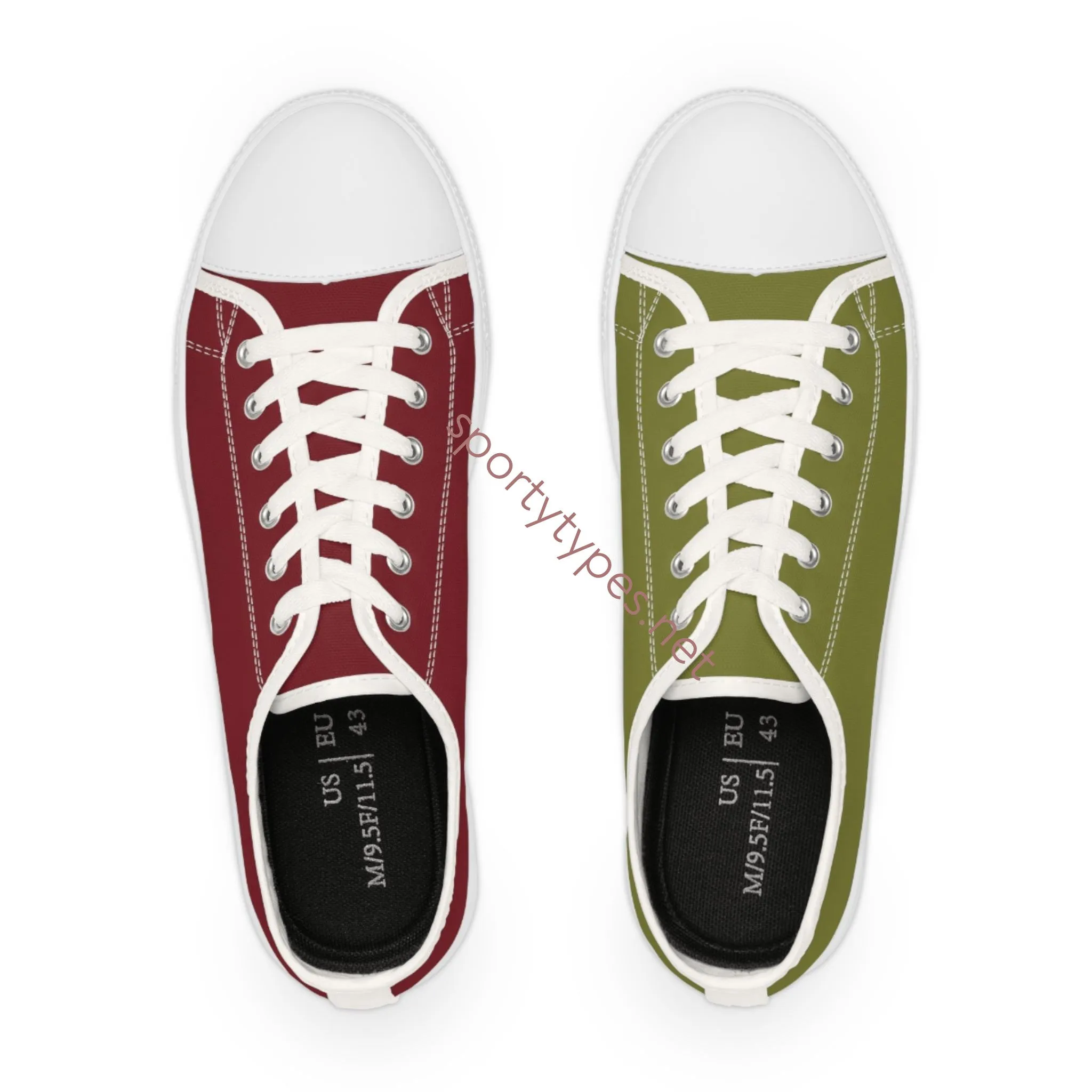 Men's Burgundy & Olive Low Top Sneakers