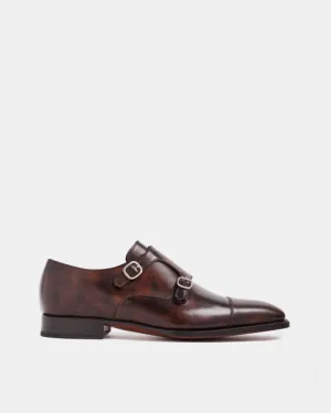 Museum Brown Leather Double Monk Strap Dress Shoe