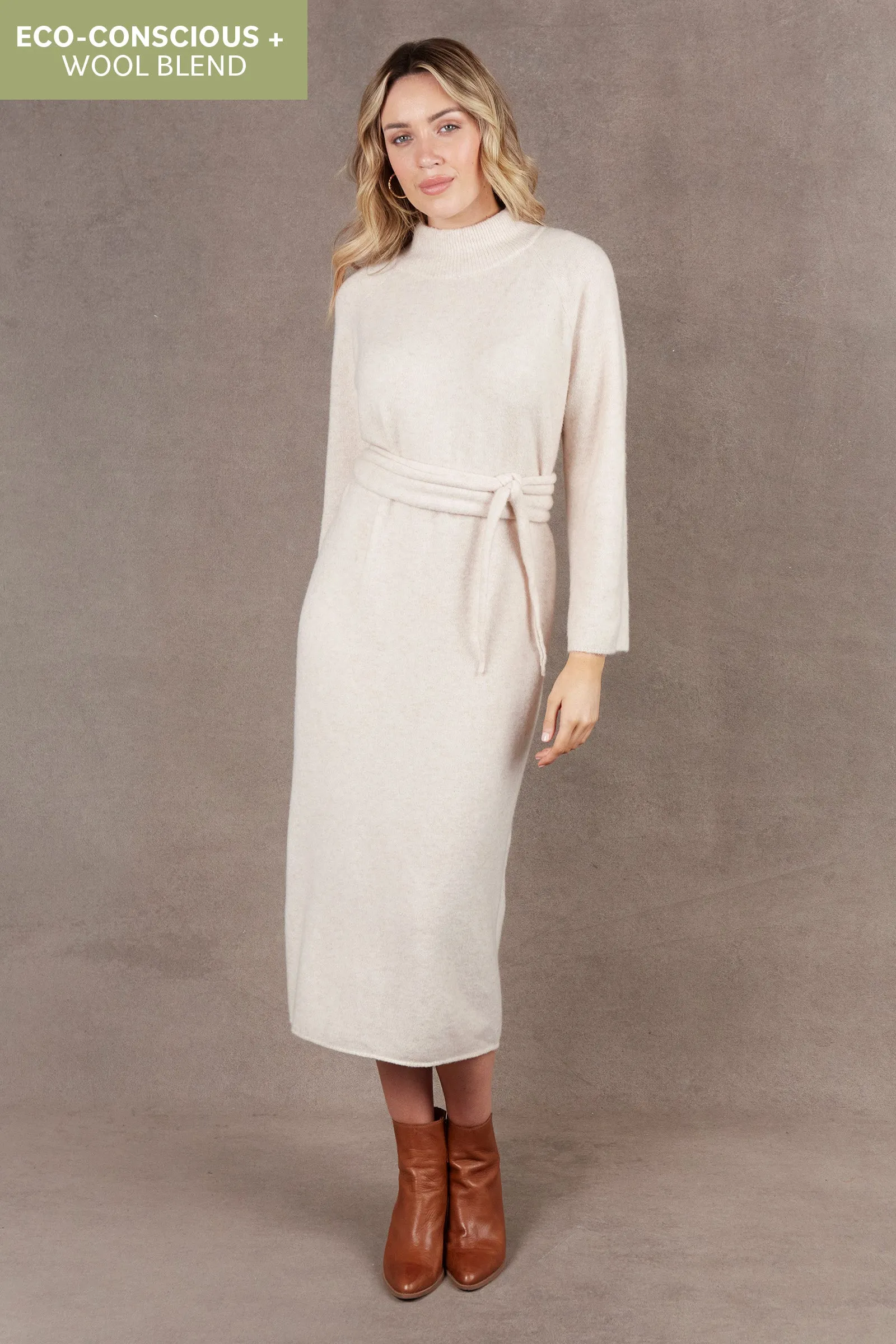 Paarl Tie Knit Dress - Oat