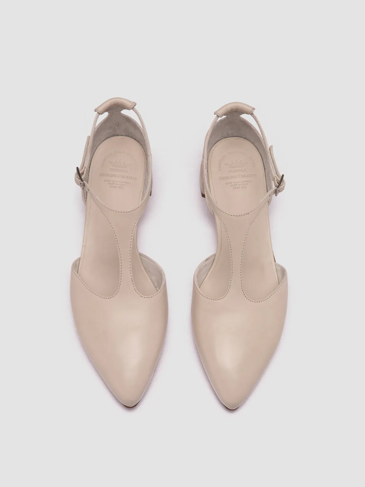 SAGE 103 - Ivory Leather T-Bar Shoes