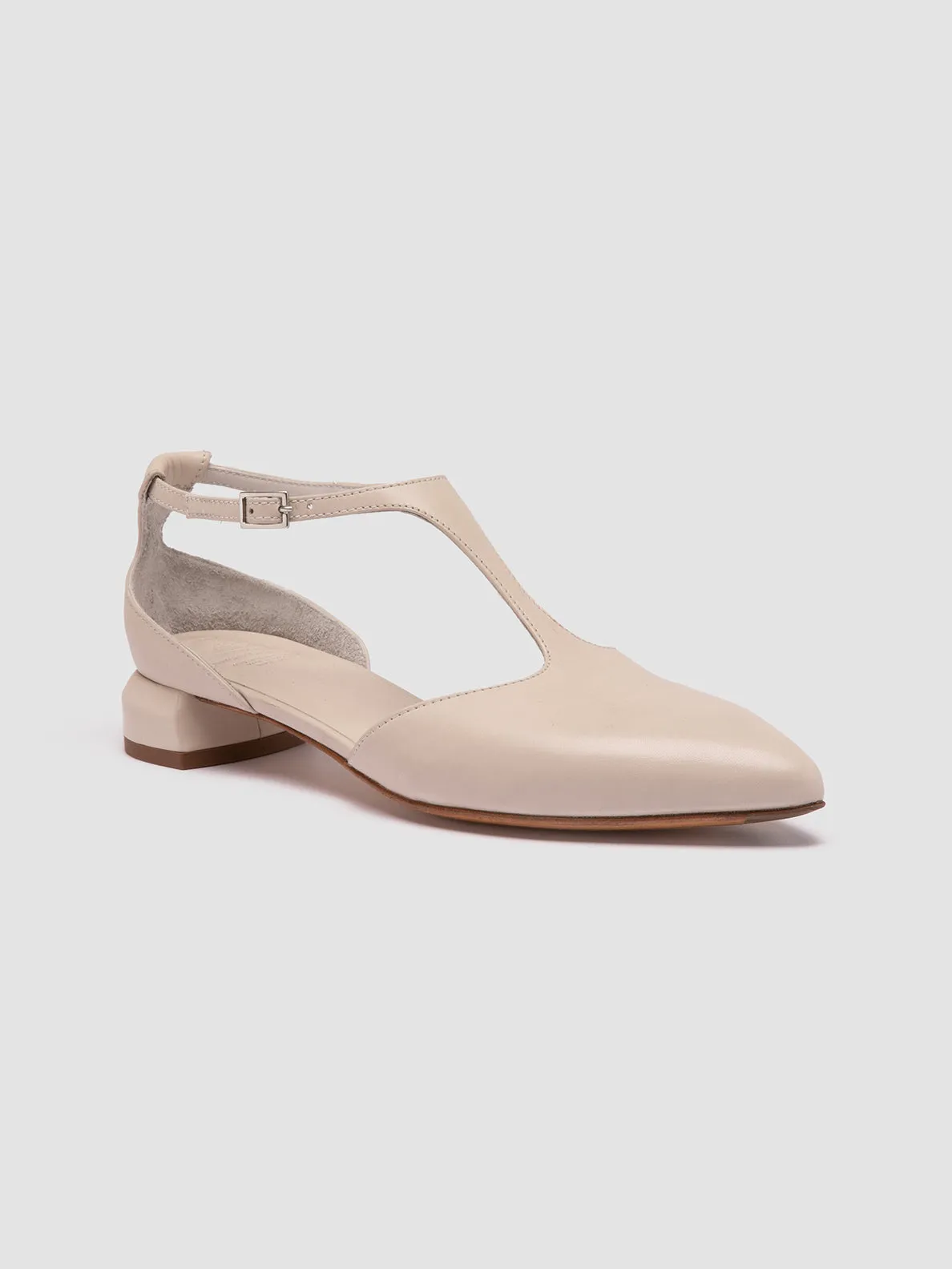 SAGE 103 - Ivory Leather T-Bar Shoes