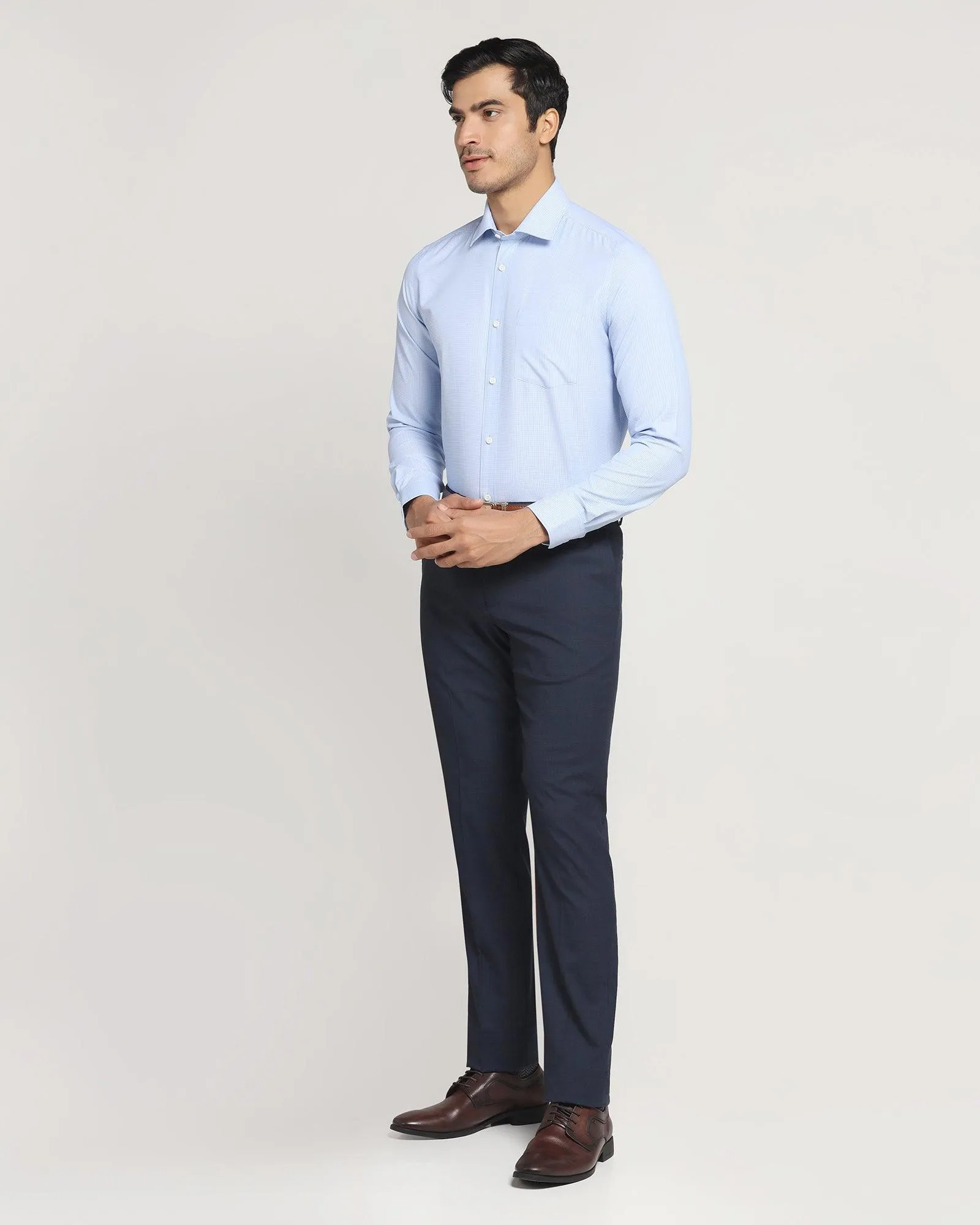 Slim Comfort B-95 Formal Navy Check Trouser - Lento