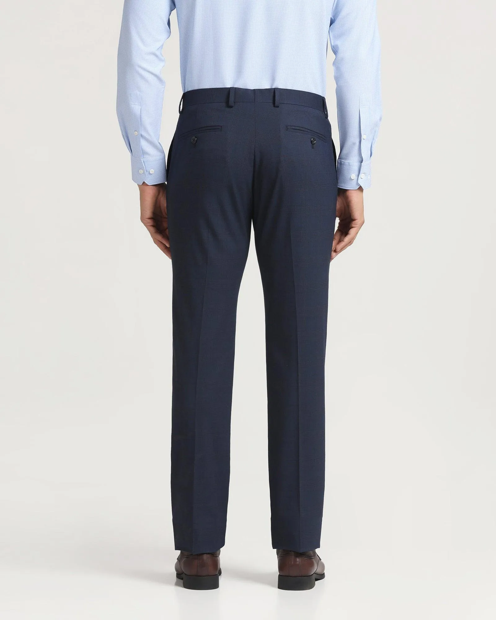 Slim Comfort B-95 Formal Navy Check Trouser - Lento