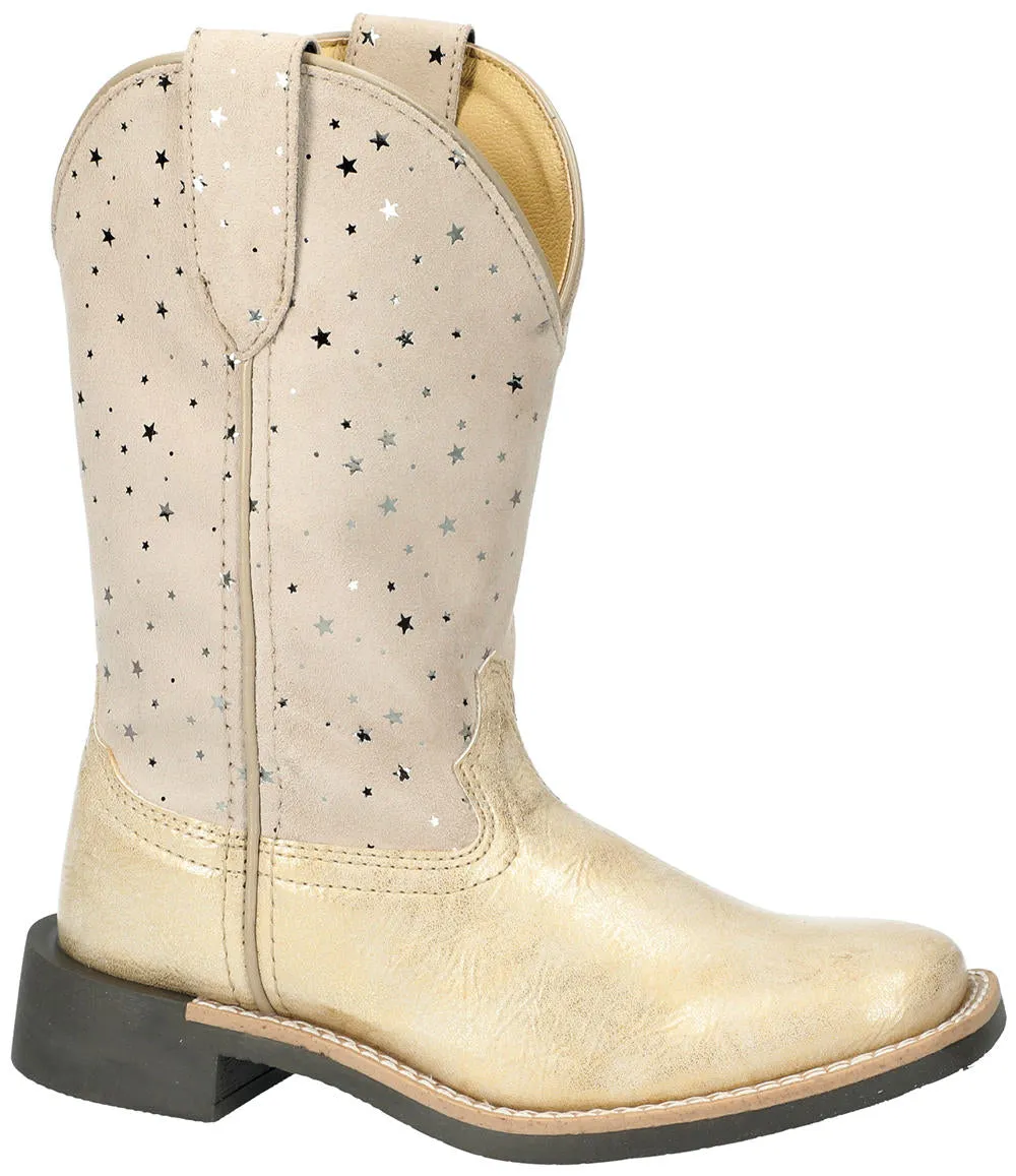 Smoky Mountain Boots Gold Starlight Children's Square Toe Boots with Metallic Stars Tops