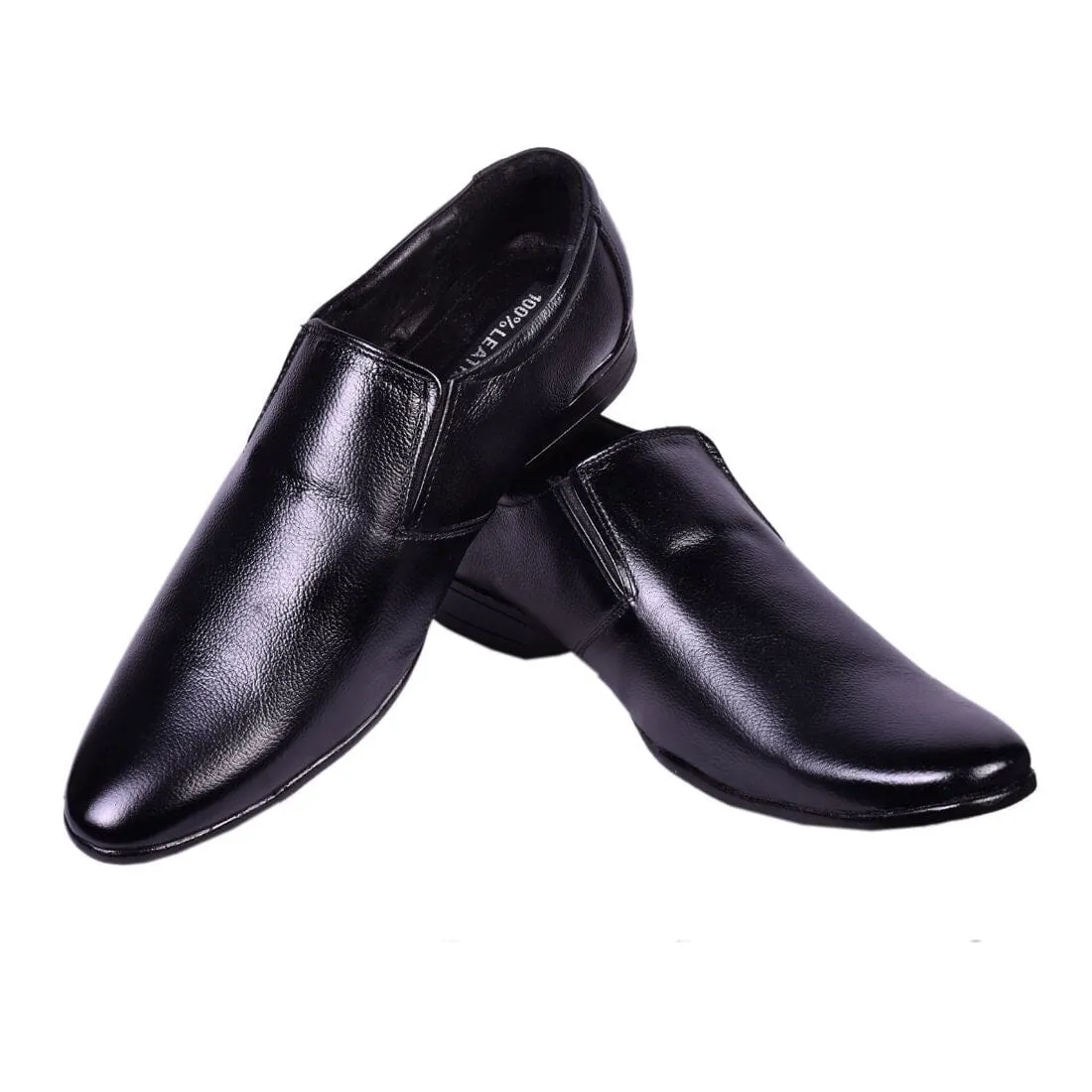 Somugi Genuine Leather Black Formal Slip on shoes