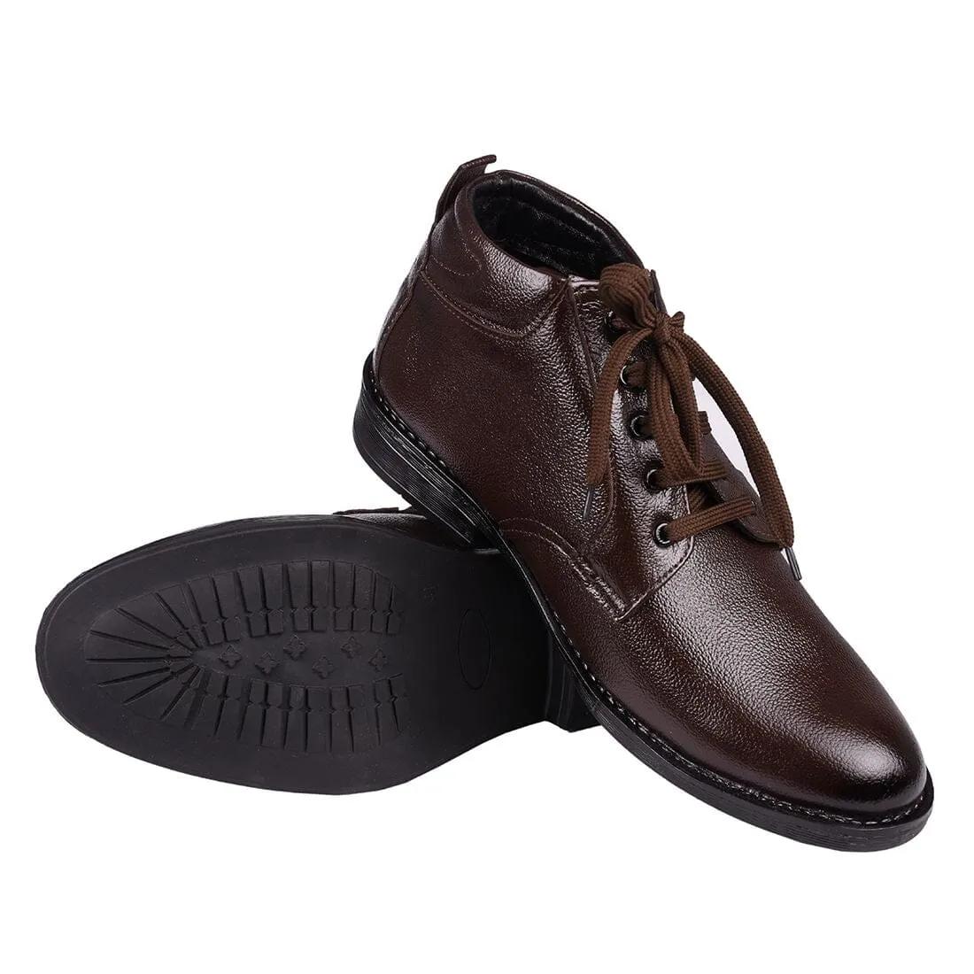 Somugi Genuine Leather Brown Formal Lace up Half Boot