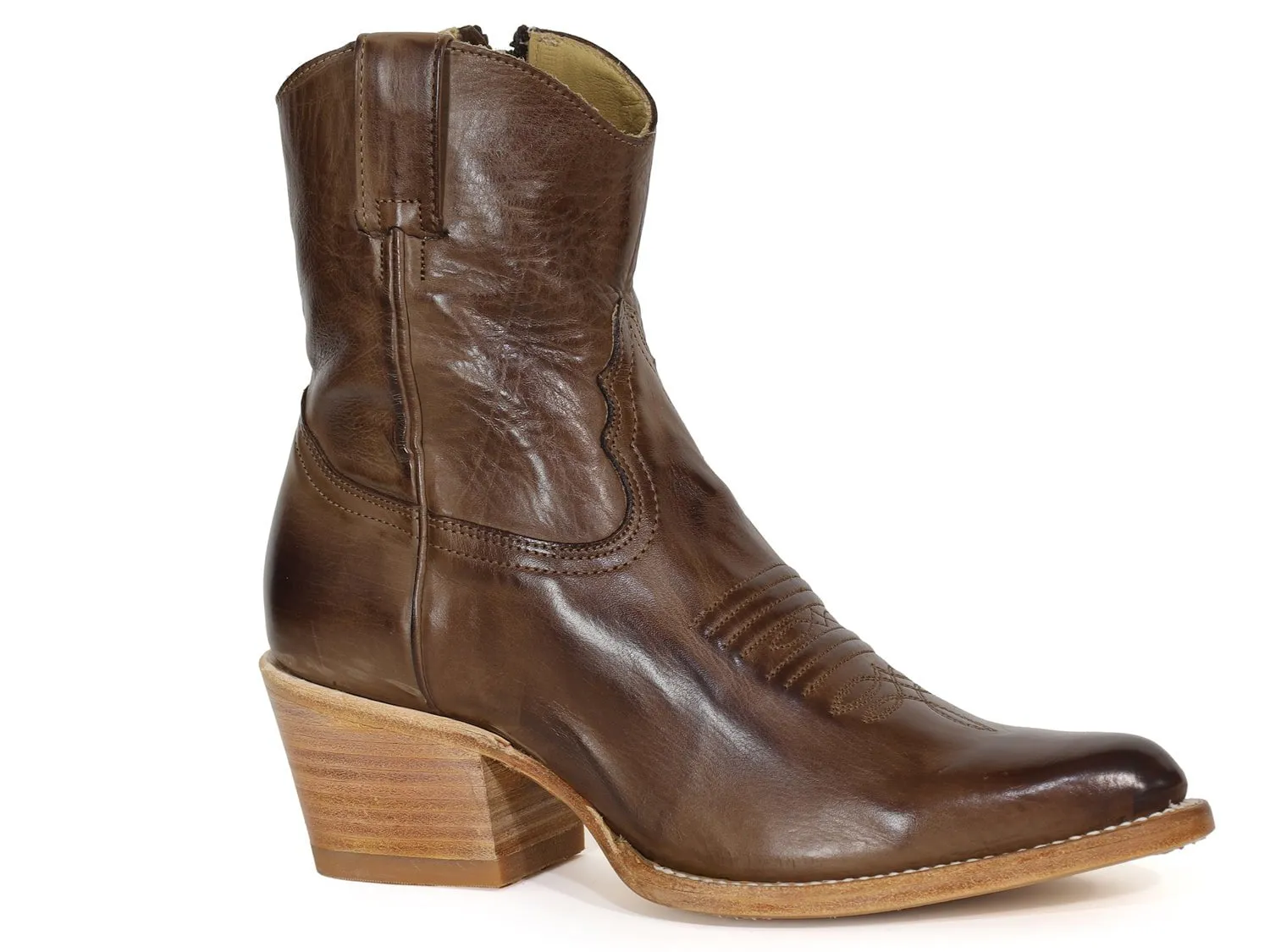 Stetson Womens Piper Brown Leather Cowboy Boots