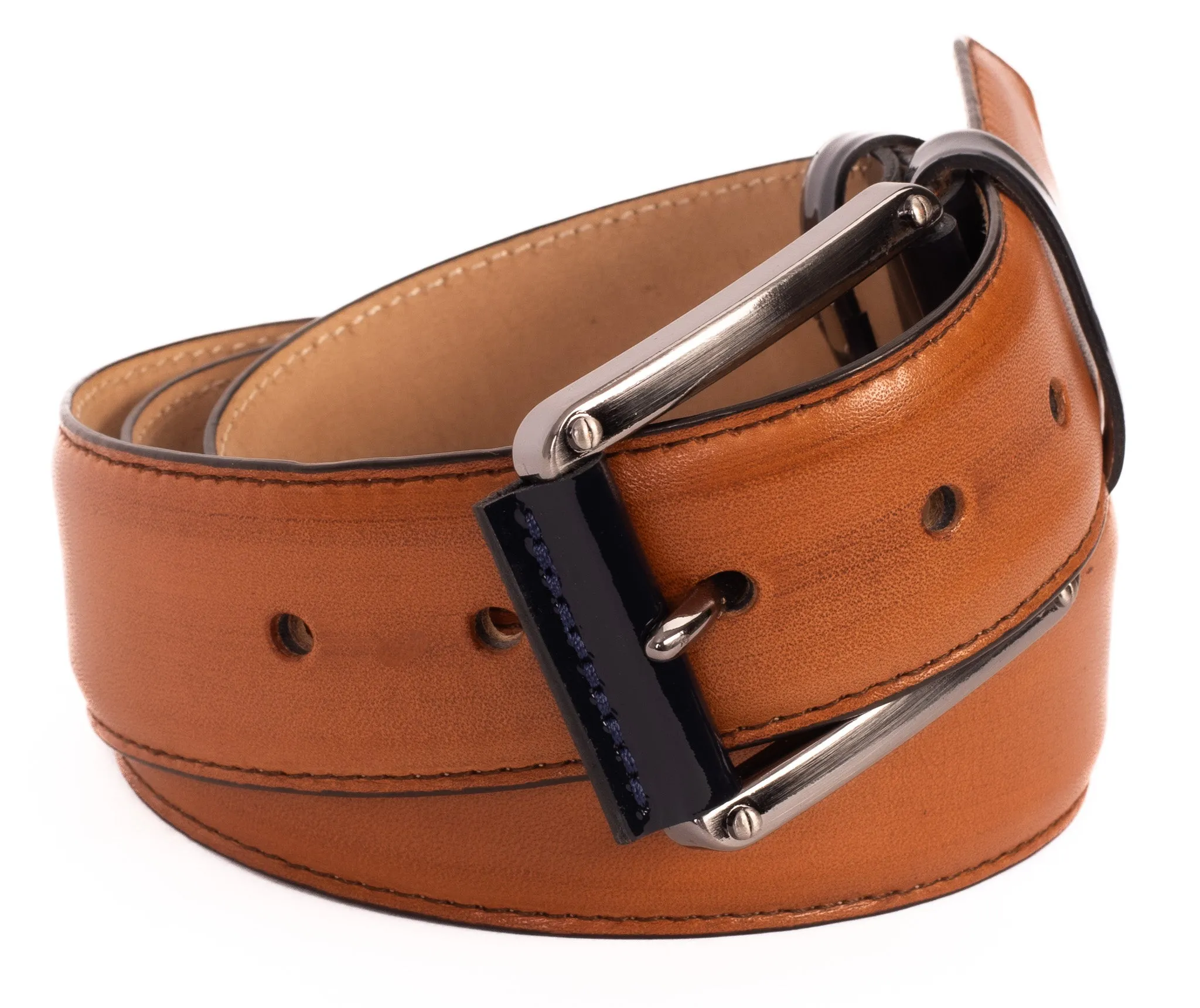 The Maratea Tan & Navy Leather Belt