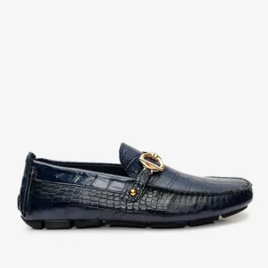 The Pisa Navy Blue Leather Bit Drive Loafer Men Shoe