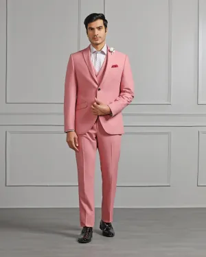 Three Piece Pink Solid Formal Suit - Raylit