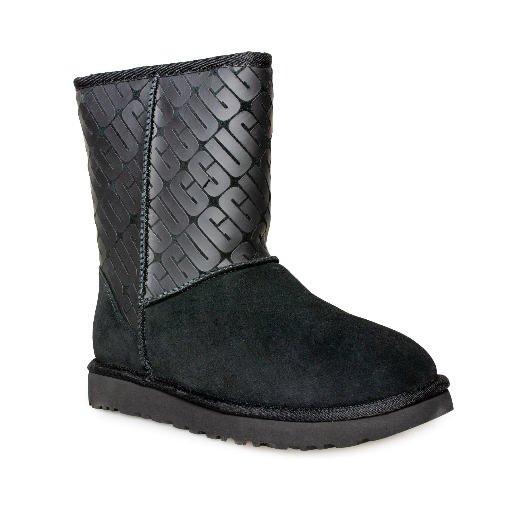 UGG Classic Short II UGG Logo Black Boots - Women's