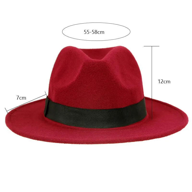 Vintage Unisex Wool Jazz Fedora Hat for Women and Men