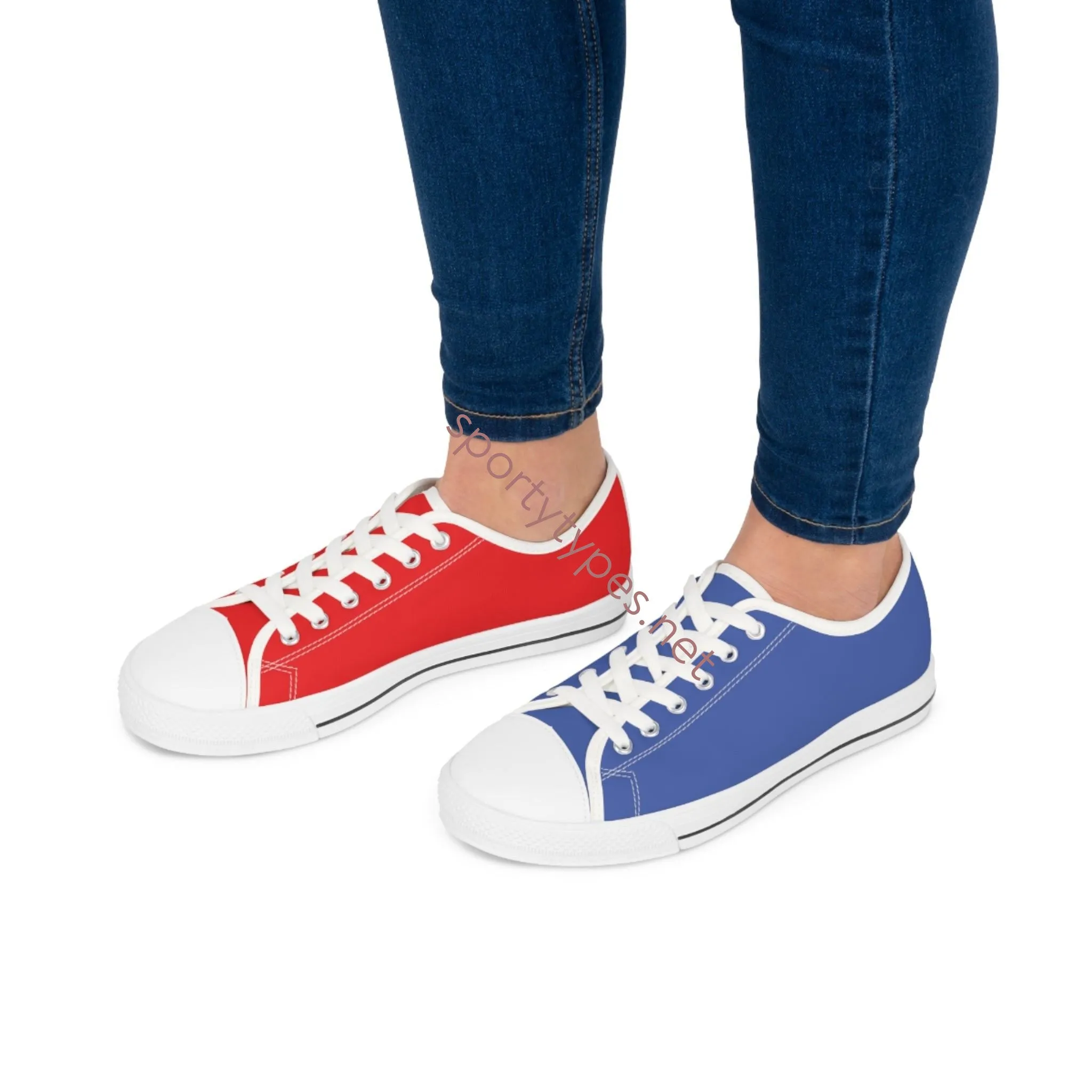 Women's Red & Blue Mismatched Low Top Sneakers